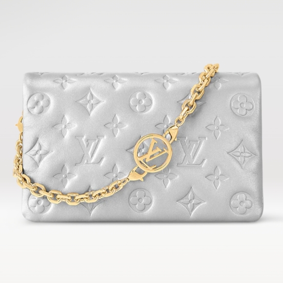 Louis Vuitton Handbags - Louis Vuitton Pochette Cousin Handbag, Silver with gold chain